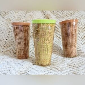 Set of Three Retro Woven Tumbler Cups